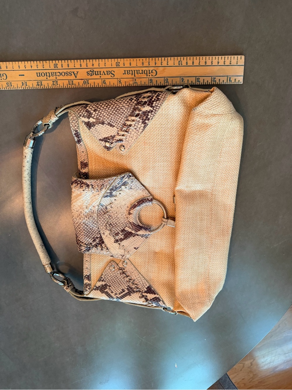 Cole Haan Collection Summer 2006 Raffia & Python Hobo Bag Y2K - Picture 7 of 8